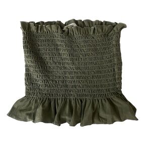 Truly Madly Los Angeles Olive Green Smocked Tube Top – Size S